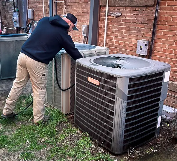 Cornerstone Air technician diagnoses the issue with this customer's HVAC system.